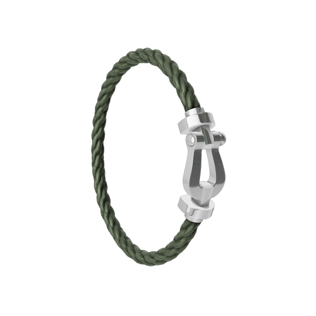 Fred Force 10 Large 18k White Gold Cable Bracelet Size 16 inches